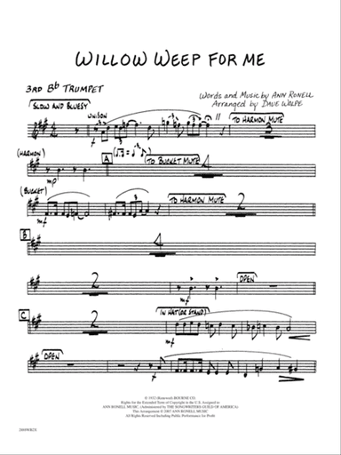 Willow Weep for Me: 3rd B-flat Trumpet