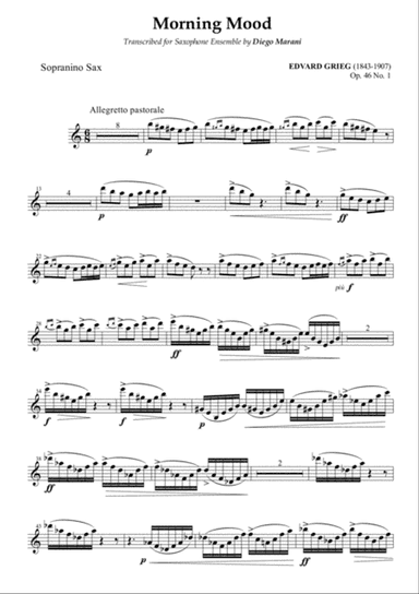 Peer Gynt Suite Op. 46 No. 1 for Saxophone Ensemble - Sopranino Sax