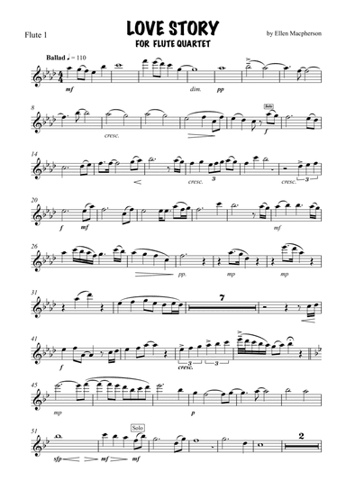 LOVE STORY for Flute Quartet - Flute 1