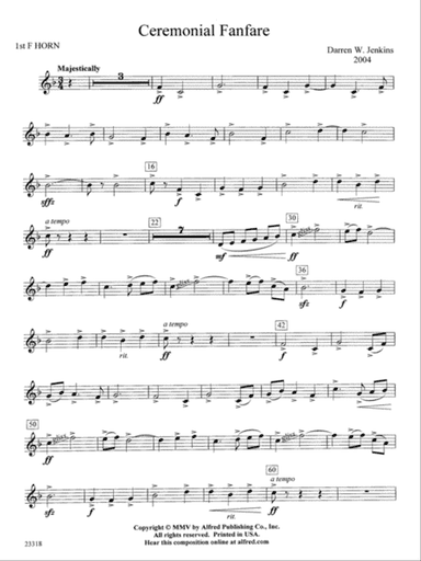 Ceremonial Fanfare: 1st F Horn