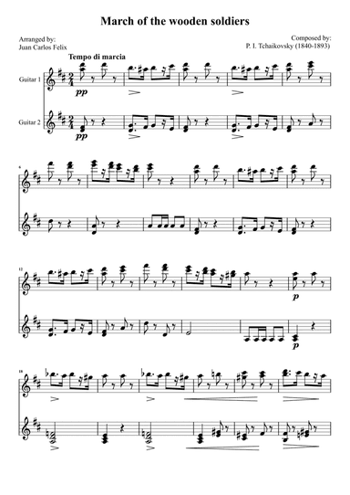 March of the wooden soldiers for 2 guitars