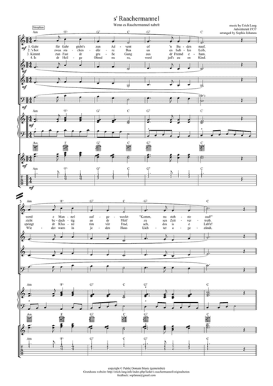 s'Raachermannel - German Christmas Choral - 4-stimmiger Gesang + Instrumentalbegleitung + chords