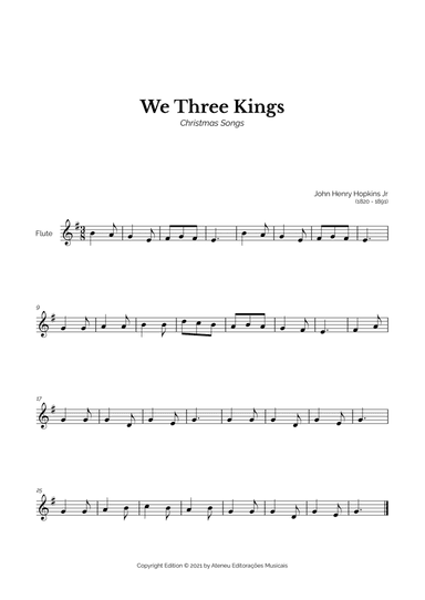 We Three Kings for Easy Flute Solo