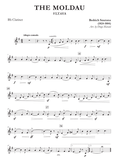 The Moldau for Clarinet and Piano