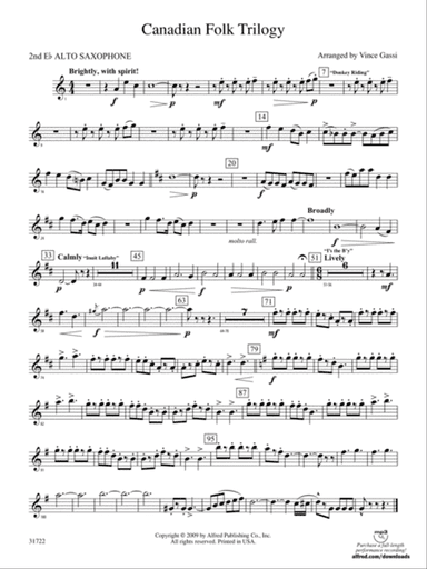Canadian Folk Trilogy: 2nd E-flat Alto Saxophone