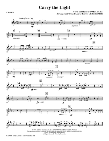 Carry The Light - F Horn