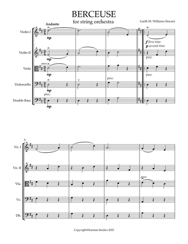 BERCEUSE FOR YOUNG STRING ORCHESTRA