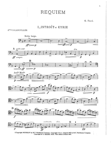 Requiem (Complete Orchestration) - Cello 1,2