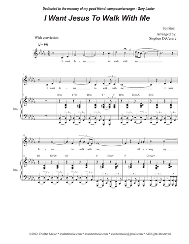 I Want Jesus To Walk With Me (Vocal solo - Medium Key)