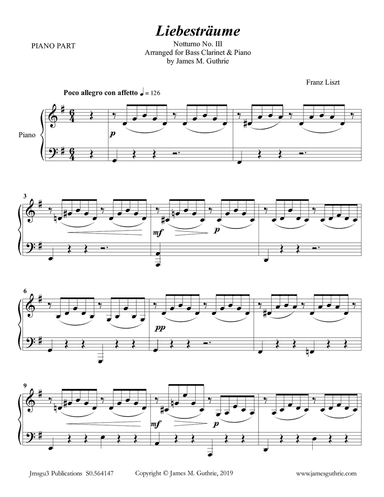 Liszt: Liebestraume for Bass Clarinet & Piano
