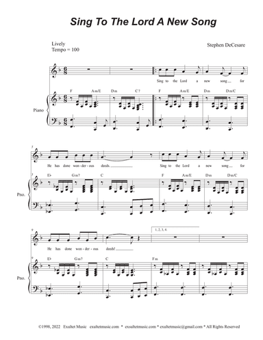 Sing To The Lord A New Song (Vocal solo)
