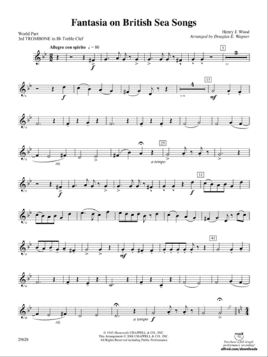 Fantasia on British Sea Songs: (wp) 3rd B-flat Trombone T.C.