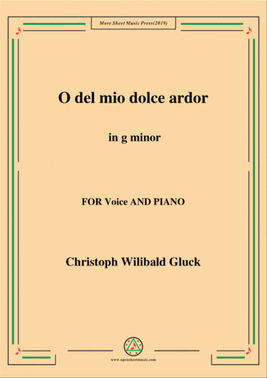 Gluck-O del mio dolce ardor in g minor,for Voice and Piano