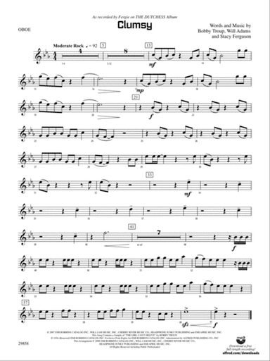 Clumsy (as recorded by Fergie on the album The Dutchess): Oboe