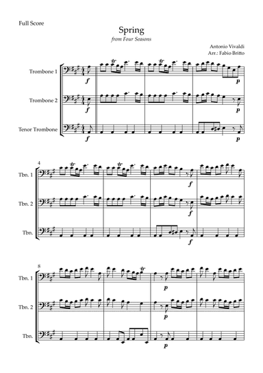 Spring (from Four Seasons of Antonio Vivaldi) for Trombone Trio