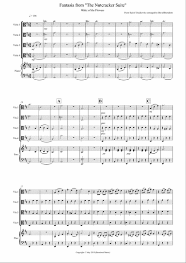 Waltz of the Flowers (Fantasia from the Nutcracker) for Viola Quartet