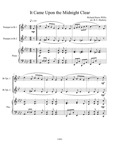 It Came Upon the Midnight Clear (Trumpet Duet with Piano Accompaniment)