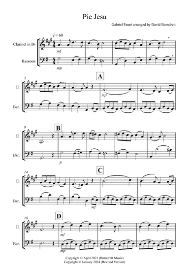 Pie Jesu (from Requiem) for Clarinet and Bassoon Duet