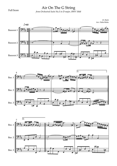 Air On The G String (J.S. Bach) for Bassoon Trio