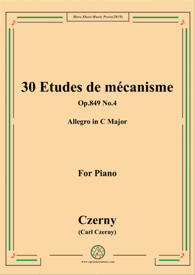 Czerny-30 Etudes de mécanisme,Op.849 No.4,Allegro in C Major,for Piano