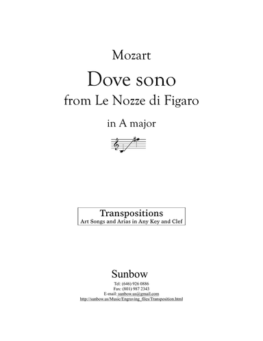 Mozart: Dove sono (transposed to A Major)