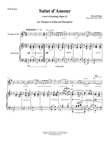 Salut d-Amour (Love's Greeting) for Trumpet in B-flat and Piano