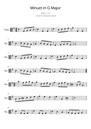 Bach Minuet in G major for Viola
