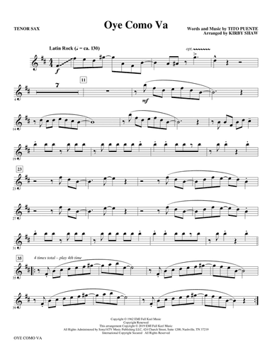 Oye Como Va (arr. Kirby Shaw) - Bb Tenor Saxophone