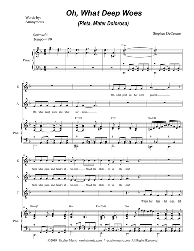 Oh, What Deep Woes (Pieta, Mater Dolorosa) (SATB)