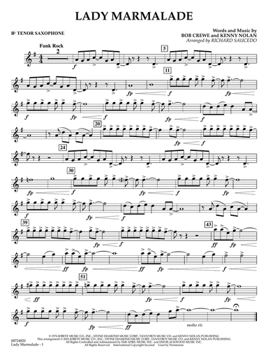 Lady Marmalade (from Moulin Rouge) (arr. Richard Saucedo) - Bb Tenor Saxophone