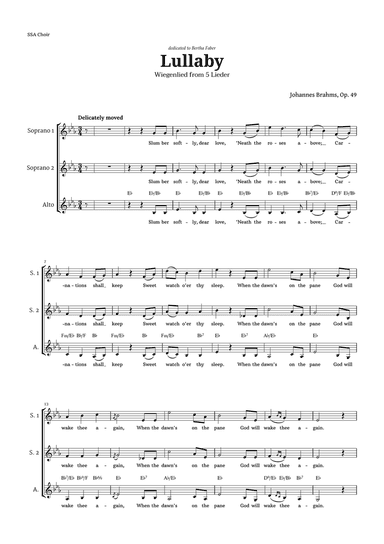 Lullaby by Brahms for SSA Choir