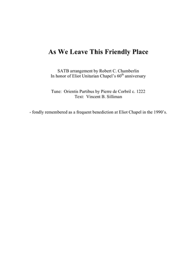 As We Leave This Friendly Place (SATB with piano)