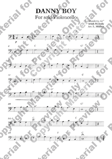 Danny boy - Violoncello - With Chords