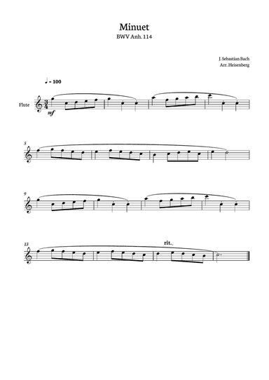 Bach - Minuet for Flute solo