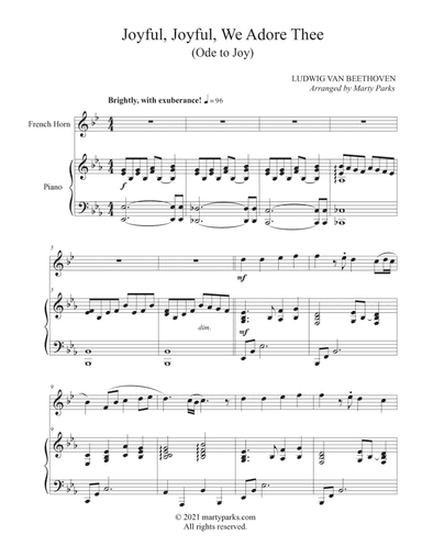 Joyful, Joyful, We Adore Thee (French Horn - Piano)