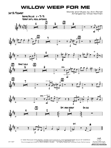 Willow Weep for Me: 1st B-flat Trumpet