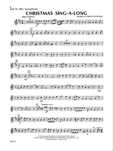 Christmas Sing-a-Long (for Band with Audience Participation): 2nd E-flat Alto Saxophone