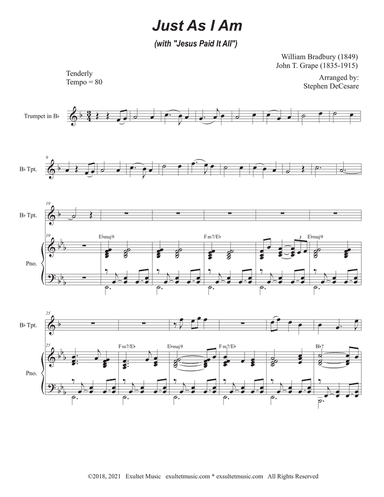 Just As I Am (with "Jesus Paid It All") (Bb-Trumpet solo)