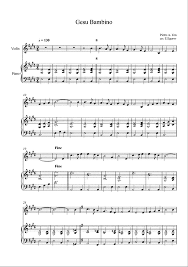 Gesu Bambino (The Infant Jesus), For Violin & Piano