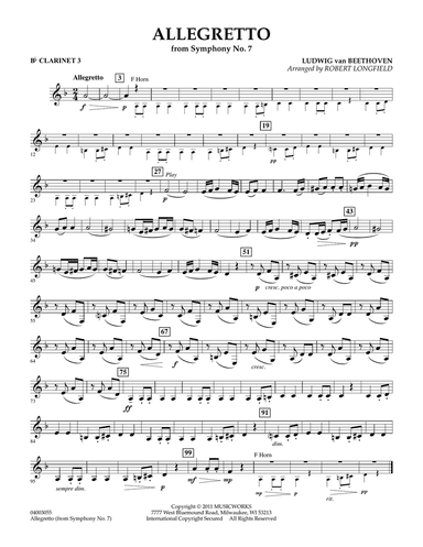 Allegretto (from Symphony No. 7) - Bb Clarinet 3