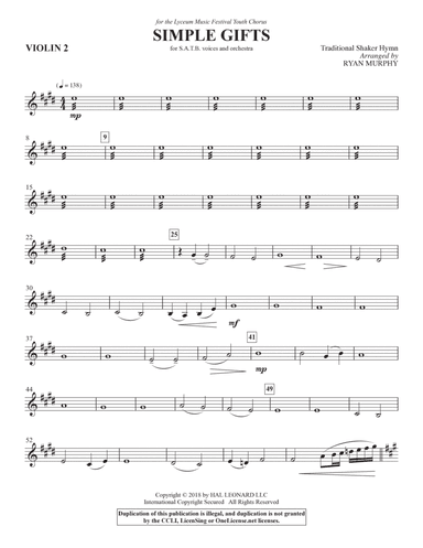 Simple Gifts - Violin 2