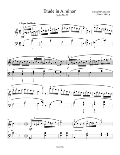 Concone Etude in A minor Op.24 No.25