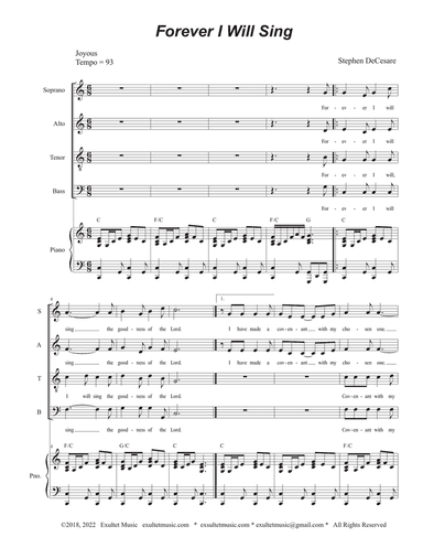 Forever I Will Sing (Vocal Quartet - (SATB)