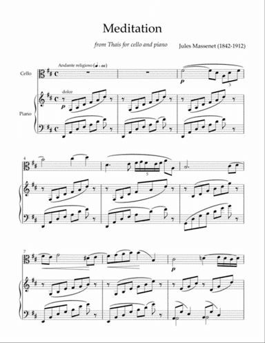 Massenet - Meditation from Thais for cello and piano