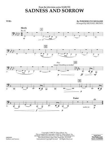Sadness and Sorrow (from Naruto) (arr. Michael Brown) - Tuba