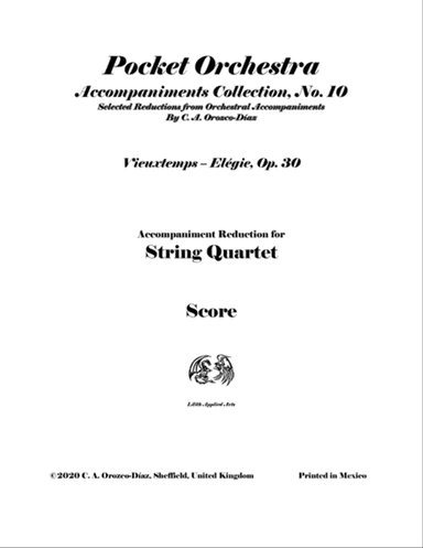 Vieuxtemps - Elégie for Viola and String Quartet, Op. 30 SCORE