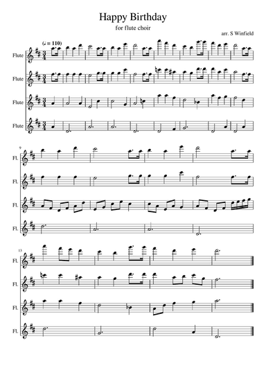Happy Birthday - for flute choir