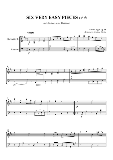Six Very Easy Pieces nº 6 (Allegro) - Clarinet and Bassoon