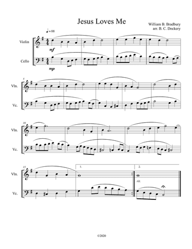 Jesus Loves Me (violin and cello duet)