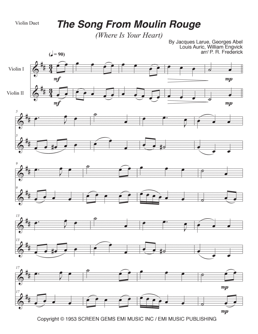 The Song From Moulin Rouge (where Is Your Heart)